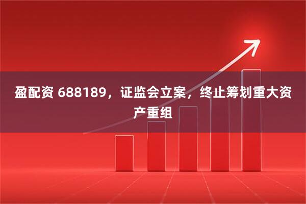 盈配资 688189，证监会立案，终止筹划重大资产重组