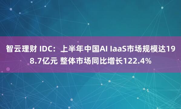 智云理财 IDC：上半年中国AI IaaS市场规模达198.7亿元 整体市场同比增长122.4%